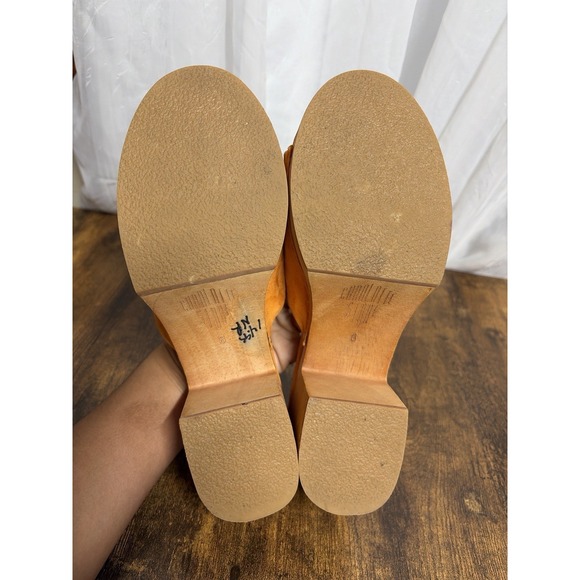 Charlotte Stone Kayla Orange Suede Wood Platform Clogs Women's 8 Sandals - Picture 4 of 16